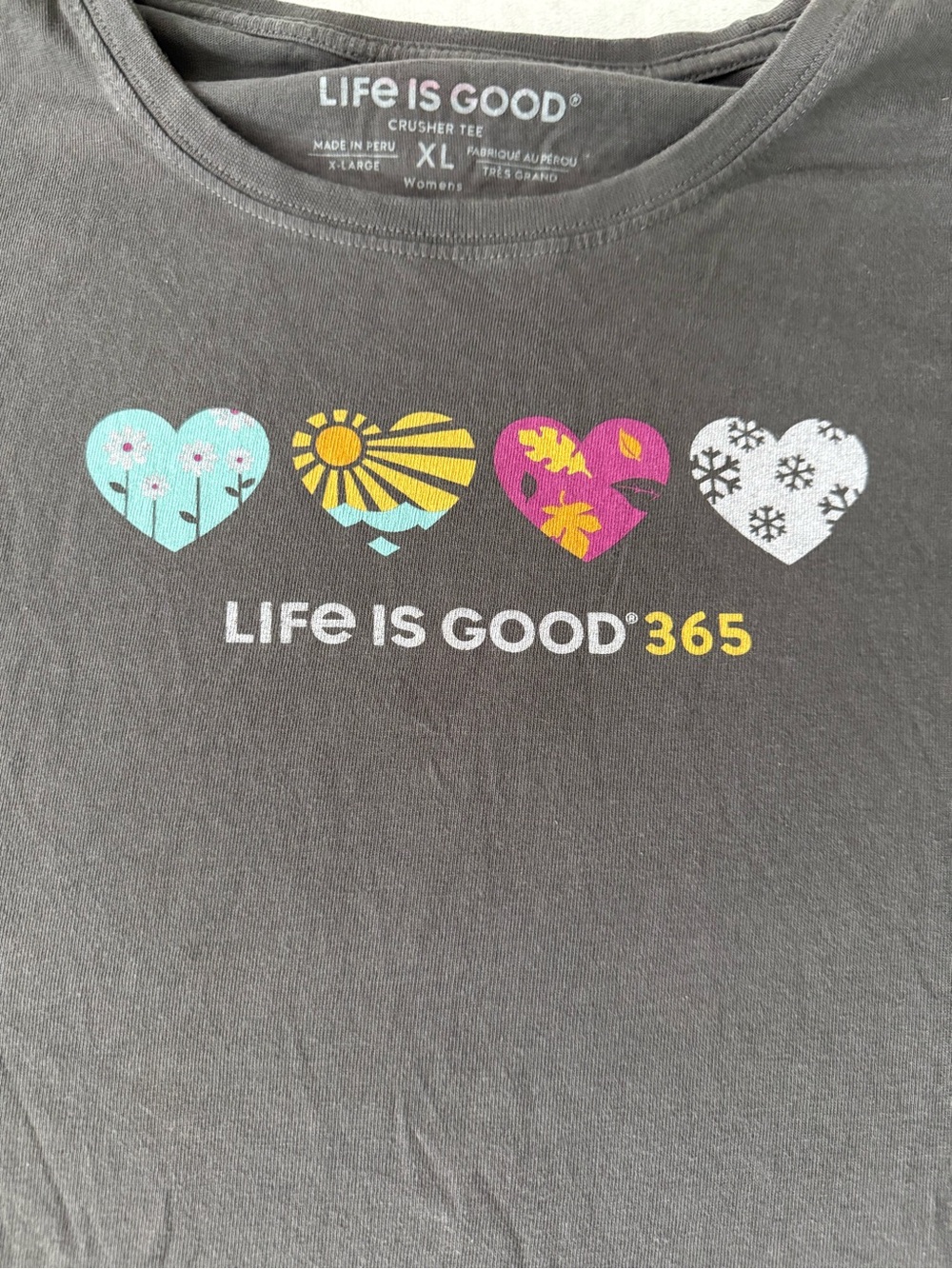 Life is Good Women’s Gray 365 Seasons Tee Size XL E03 - Picture 2 of 9